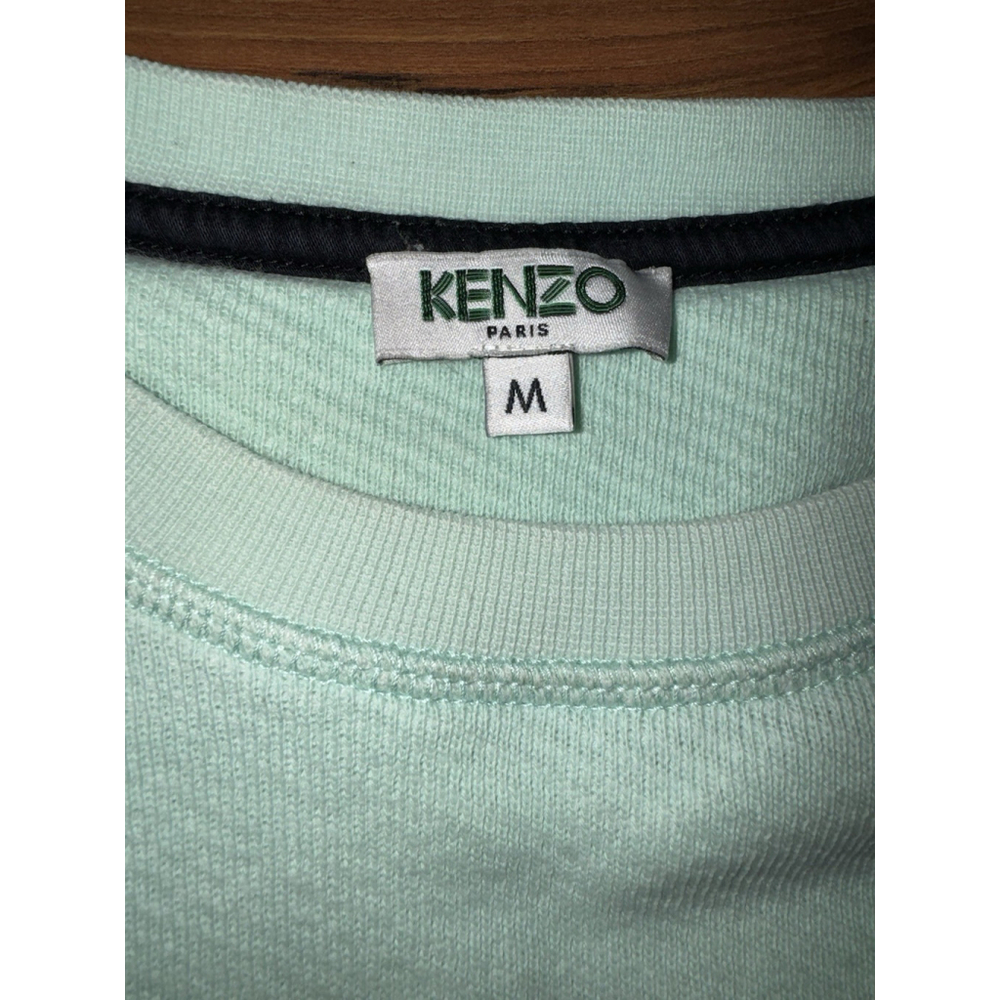 Kenzo Paris Mint Green Logo Sweatshirt Medium Sequin Designer Streetwear - Picture 4 of 8